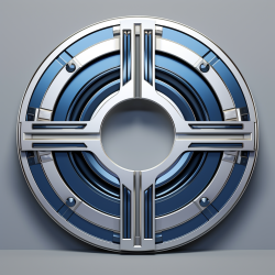 Art deco styled HVAC grommet in a cool blue and silver color scheme