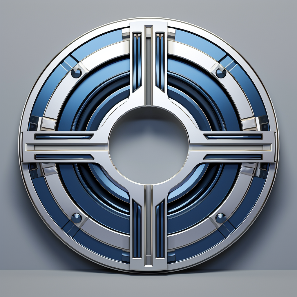 Art deco styled HVAC grommet in a cool blue and silver color scheme