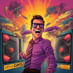 Graphic novel style illustration of Google Adwords For HVAC, with the use of bold and striking colors