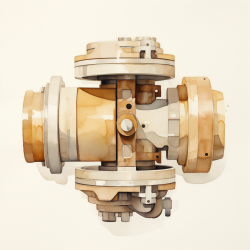 Minimalist watercolor painting of HVAC Piston Body using a muted, neutral palette