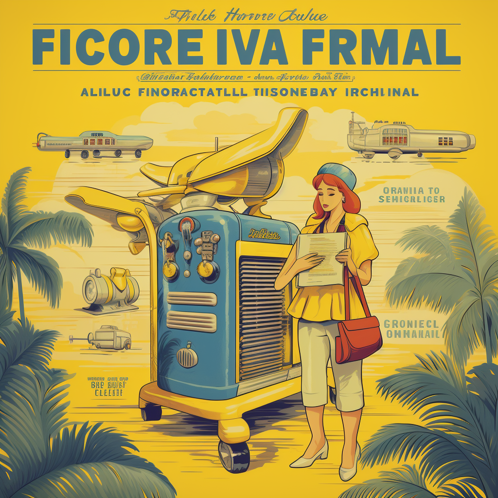 Vintage-style poster for an HVAC Florida Winter Checklist, in bright yellows and blues